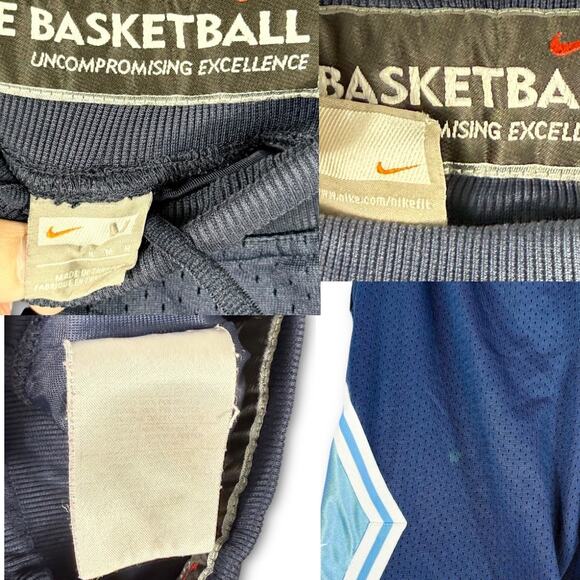 Y2K Vintage Nike Basketball Blue Mesh UNC Tarheels Athletic Shorts M Black Tag - Picture 10 of 10